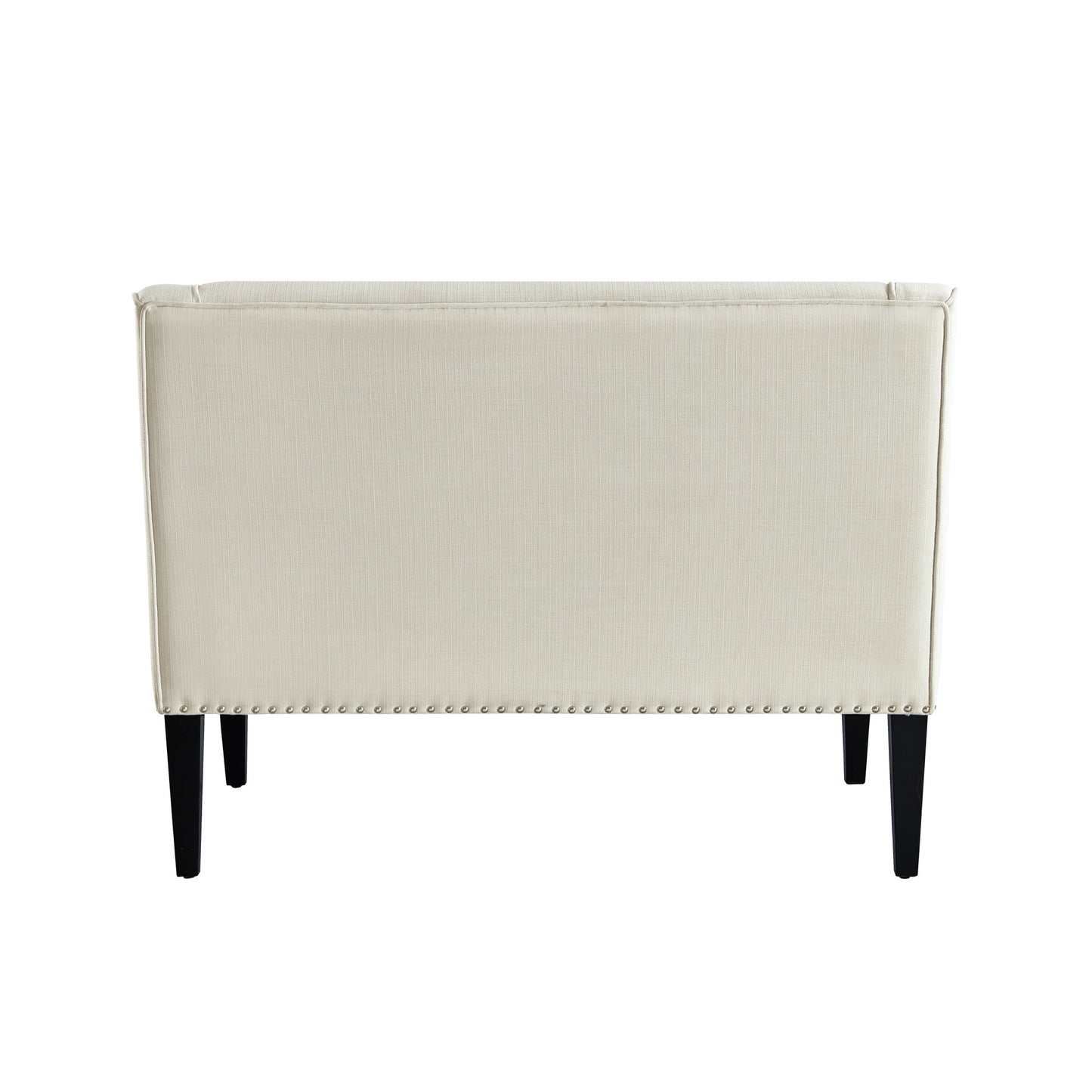 45" Cream And Black Upholstered Linen Bench By Homeroots | Benches | Modishstore - 3
