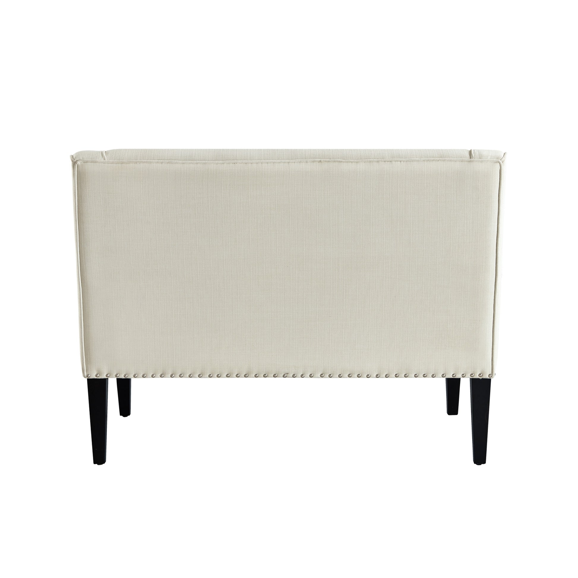 45" Cream And Black Upholstered Linen Bench By Homeroots | Benches | Modishstore - 3