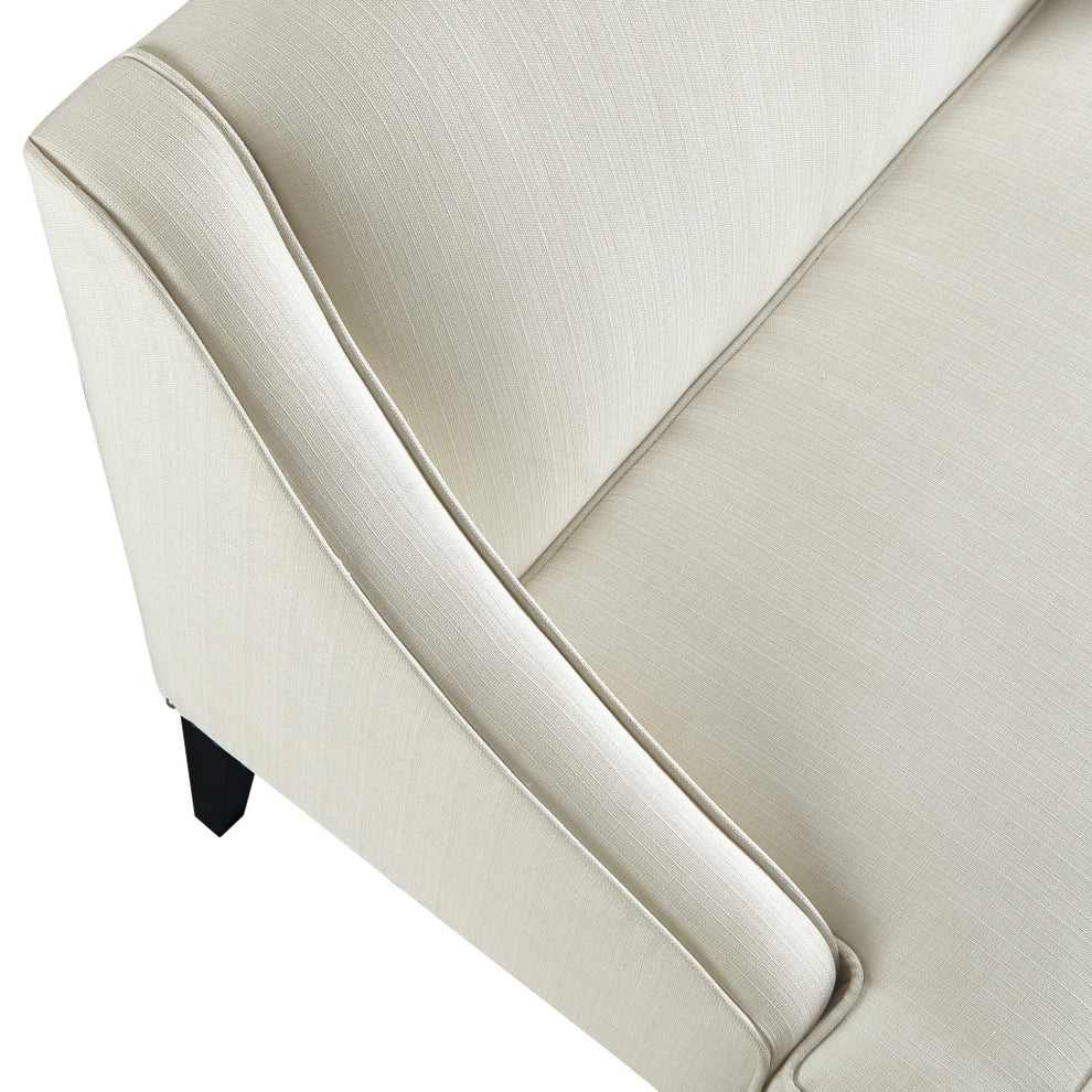 45" Cream And Black Upholstered Linen Bench By Homeroots | Benches | Modishstore - 6