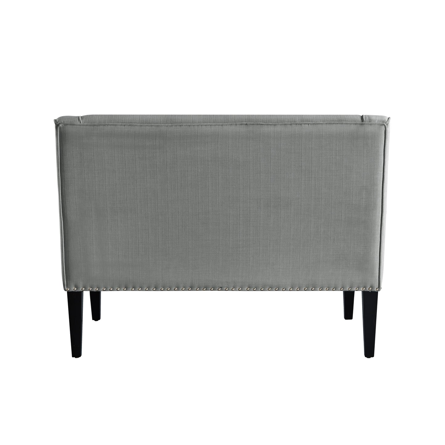45" Light Gray And Black Upholstered Linen Bench By Homeroots