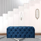 48" Navy Blue And Black Upholstered Velvet Bench By Homeroots | Benches | Modishstore - 3