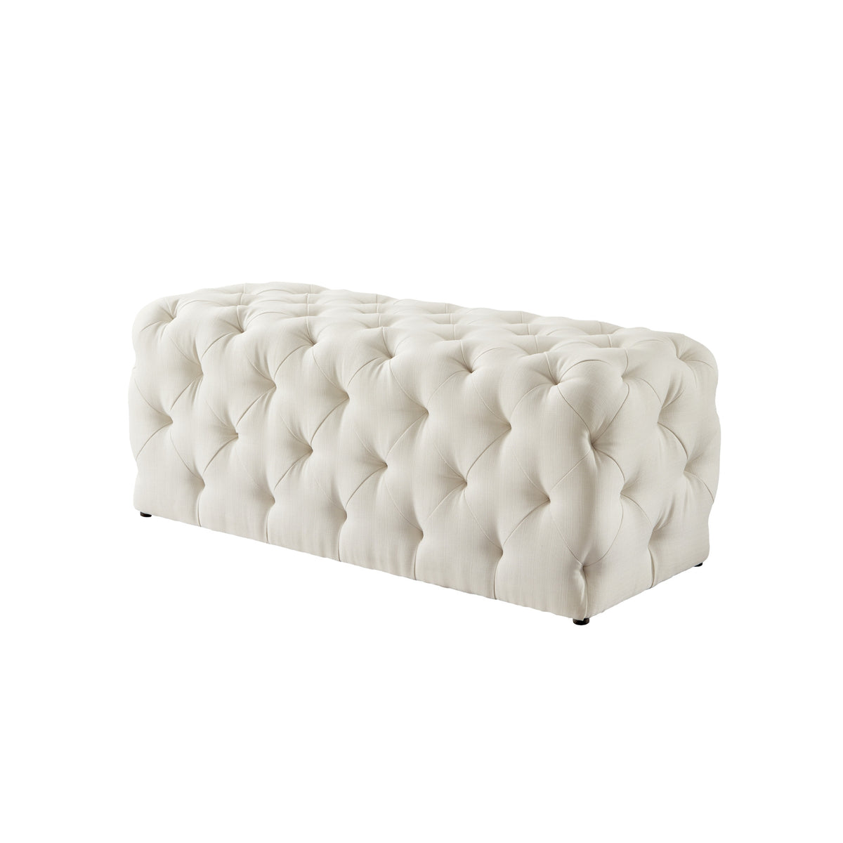 48" Cream And Black Upholstered Linen Bench By Homeroots | Benches | Modishstore