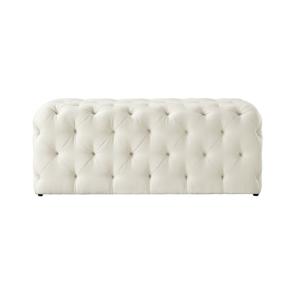 48" Cream And Black Upholstered Linen Bench By Homeroots | Benches | Modishstore - 2