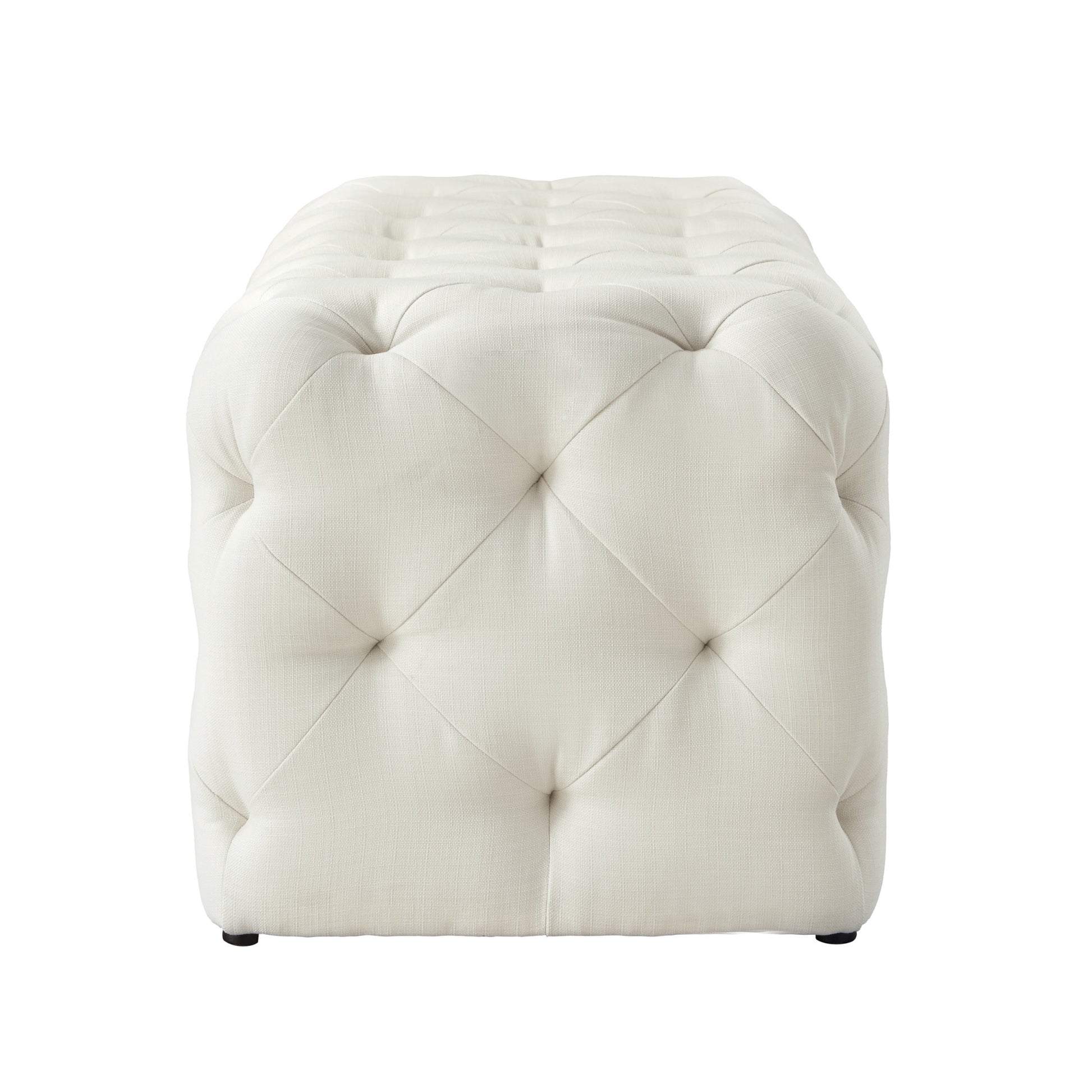 48" Cream And Black Upholstered Linen Bench By Homeroots | Benches | Modishstore - 3