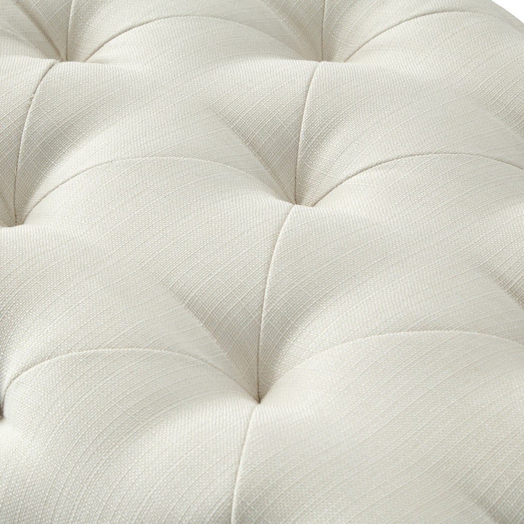 48" Cream And Black Upholstered Linen Bench By Homeroots | Benches | Modishstore - 7