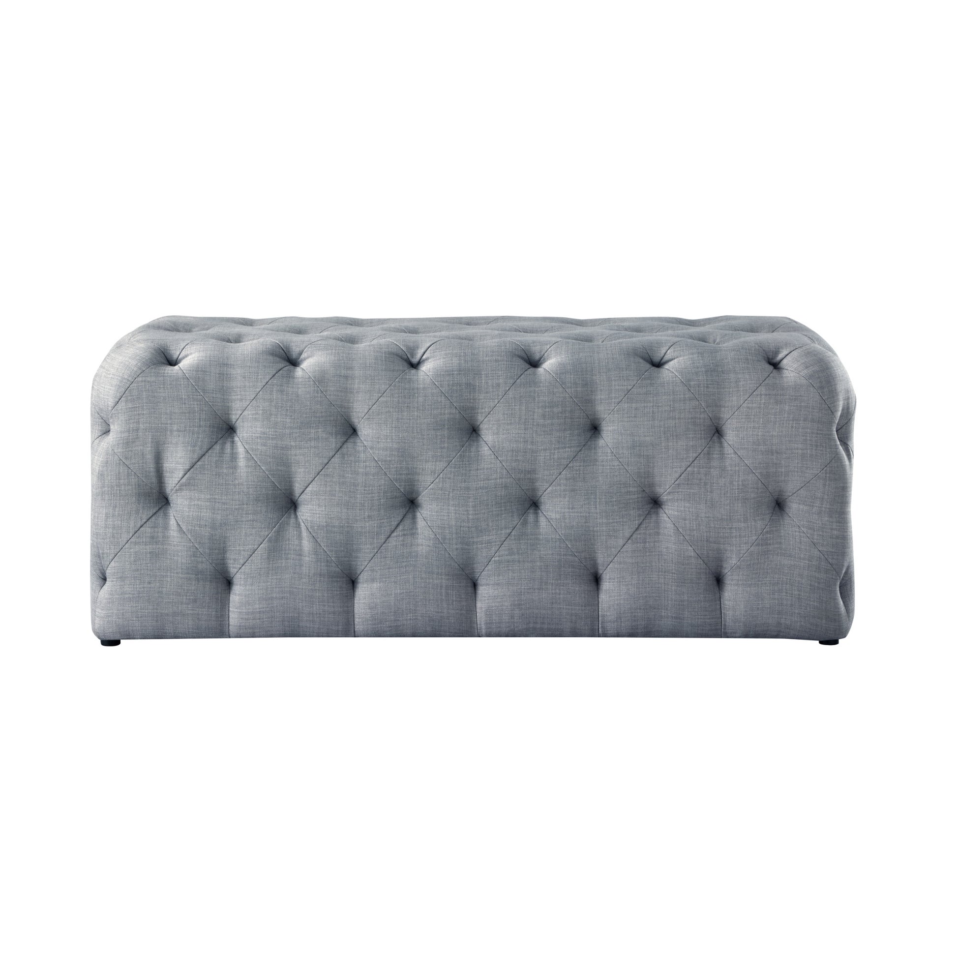 48" Light Gray And Black Upholstered Linen Bench By Homeroots | Benches | Modishstore