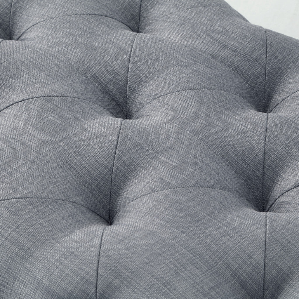 48" Light Gray And Black Upholstered Linen Bench By Homeroots | Benches | Modishstore - 9