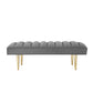 53" Light Gray And Gold Upholstered Velvet Bench By Homeroots | Benches | Modishstore