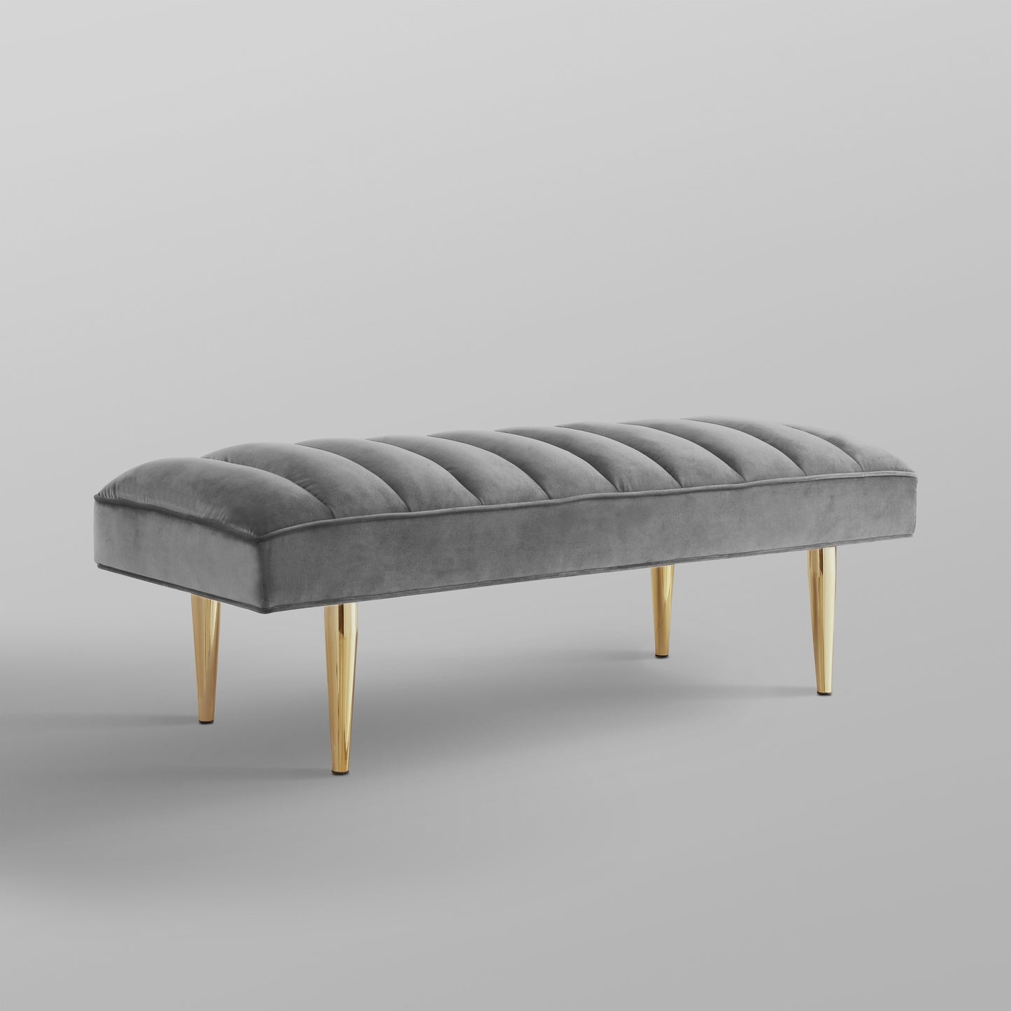 53" Light Gray And Gold Upholstered Velvet Bench By Homeroots