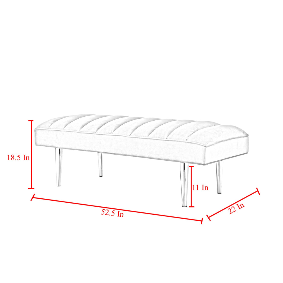 53" Light Gray And Gold Upholstered Velvet Bench By Homeroots | Benches | Modishstore - 8