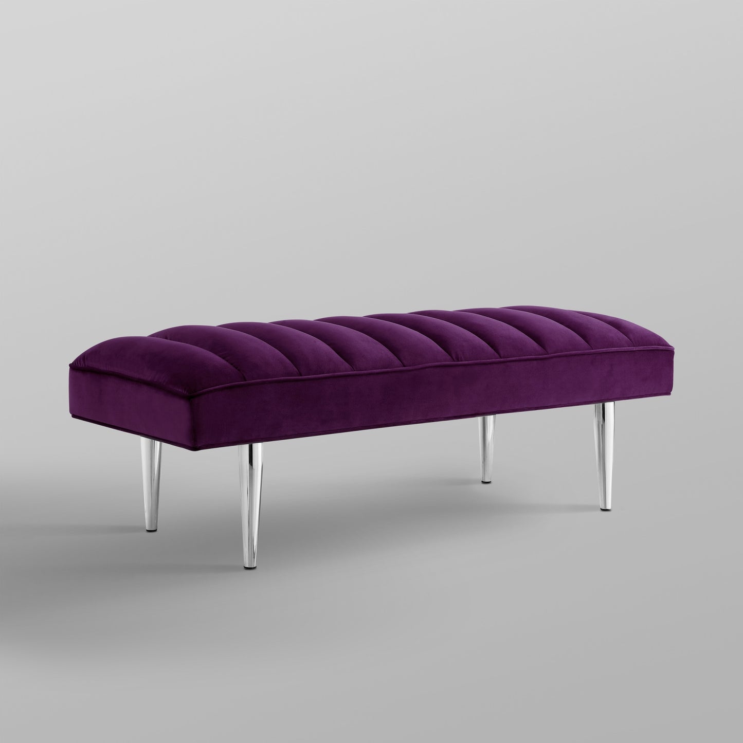53" Purple And Silver Upholstered Velvet Bench By Homeroots | Benches | Modishstore - 7