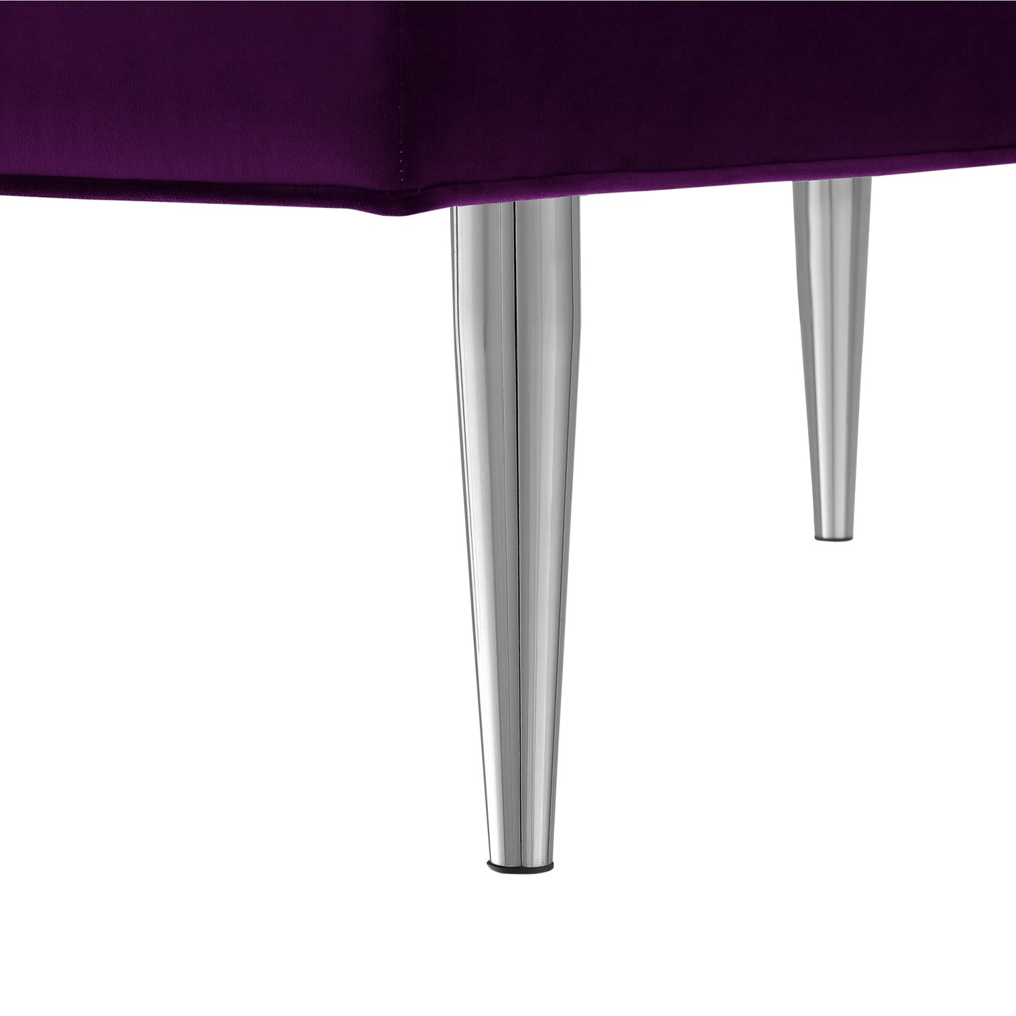 53" Purple And Silver Upholstered Velvet Bench By Homeroots | Benches | Modishstore - 5