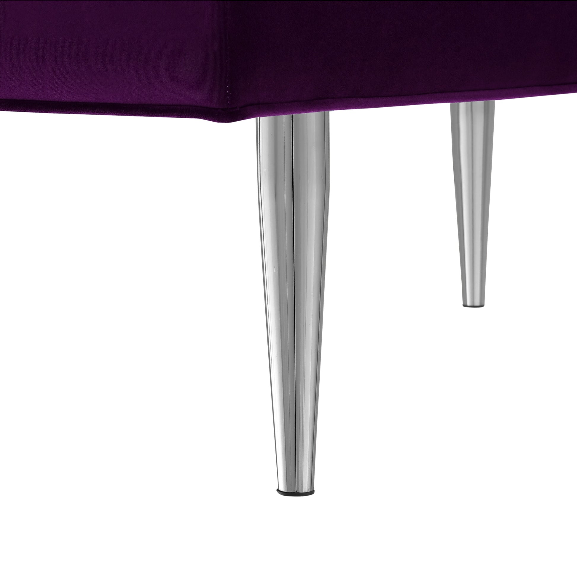 53" Purple And Silver Upholstered Velvet Bench By Homeroots | Benches | Modishstore - 5