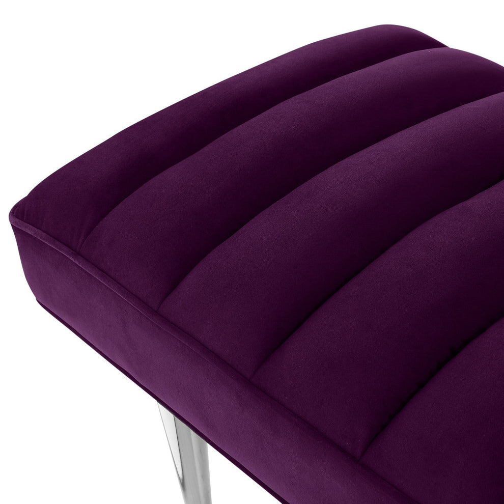 53" Purple And Silver Upholstered Velvet Bench By Homeroots | Benches | Modishstore - 6
