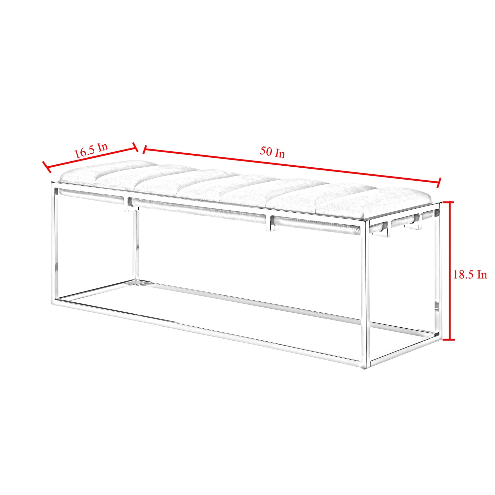 50" Gray And Silver Upholstered Velvet Bench By Homeroots | Benches | Modishstore - 8