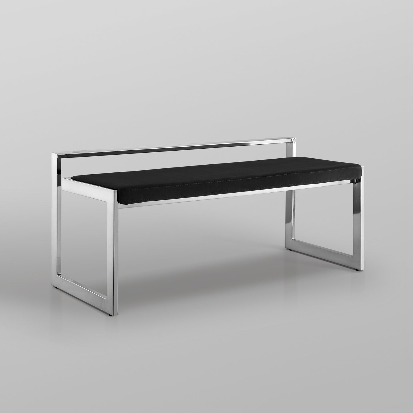 48" Black And Silver Upholstered Velvet Bench By Homeroots