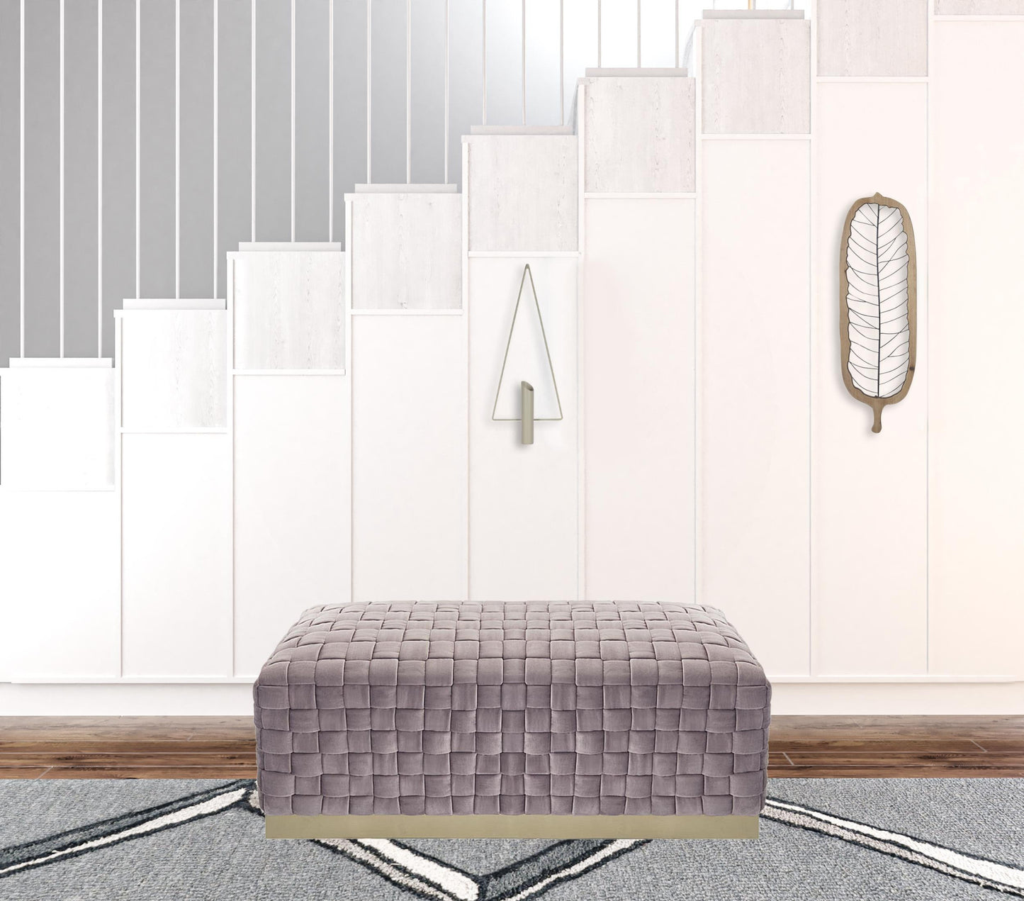 40" Lilac And Gold Upholstered Velvet Bench By Homeroots | Benches | Modishstore - 5