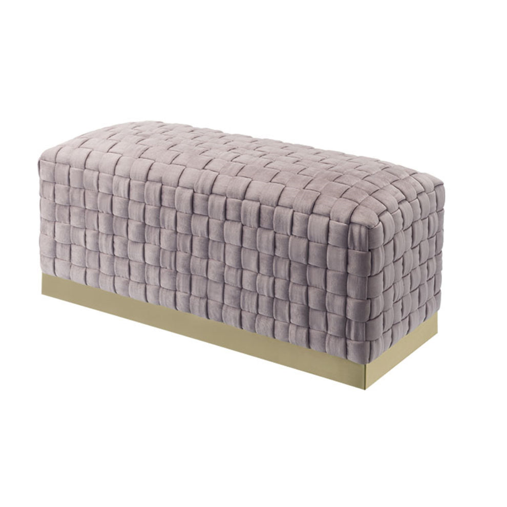 40" Lilac And Gold Upholstered Velvet Bench By Homeroots | Benches | Modishstore - 2