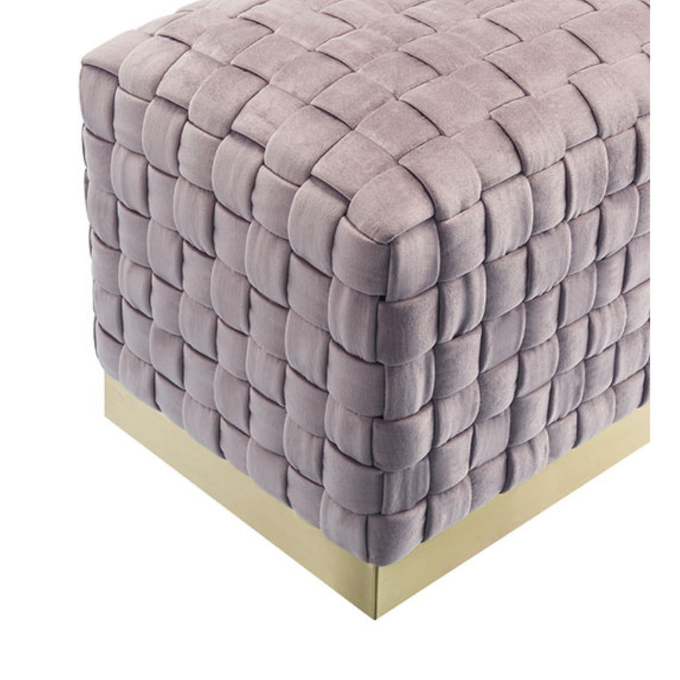 40" Lilac And Gold Upholstered Velvet Bench By Homeroots | Benches | Modishstore - 4