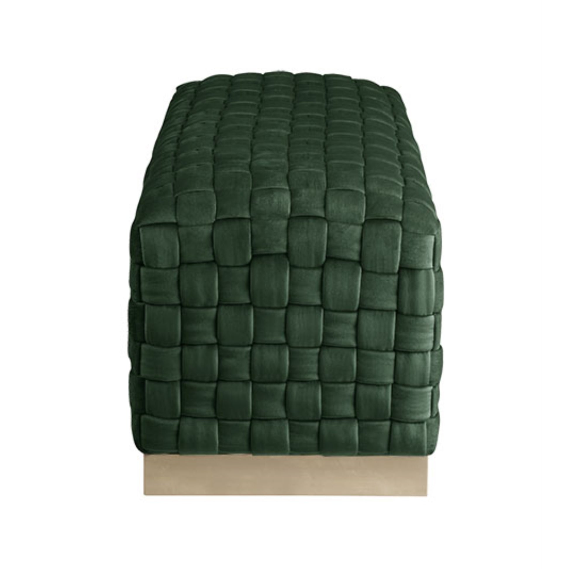 40" Hunter Green And Gold Upholstered Velvet Bench By Homeroots | Benches | Modishstore - 4