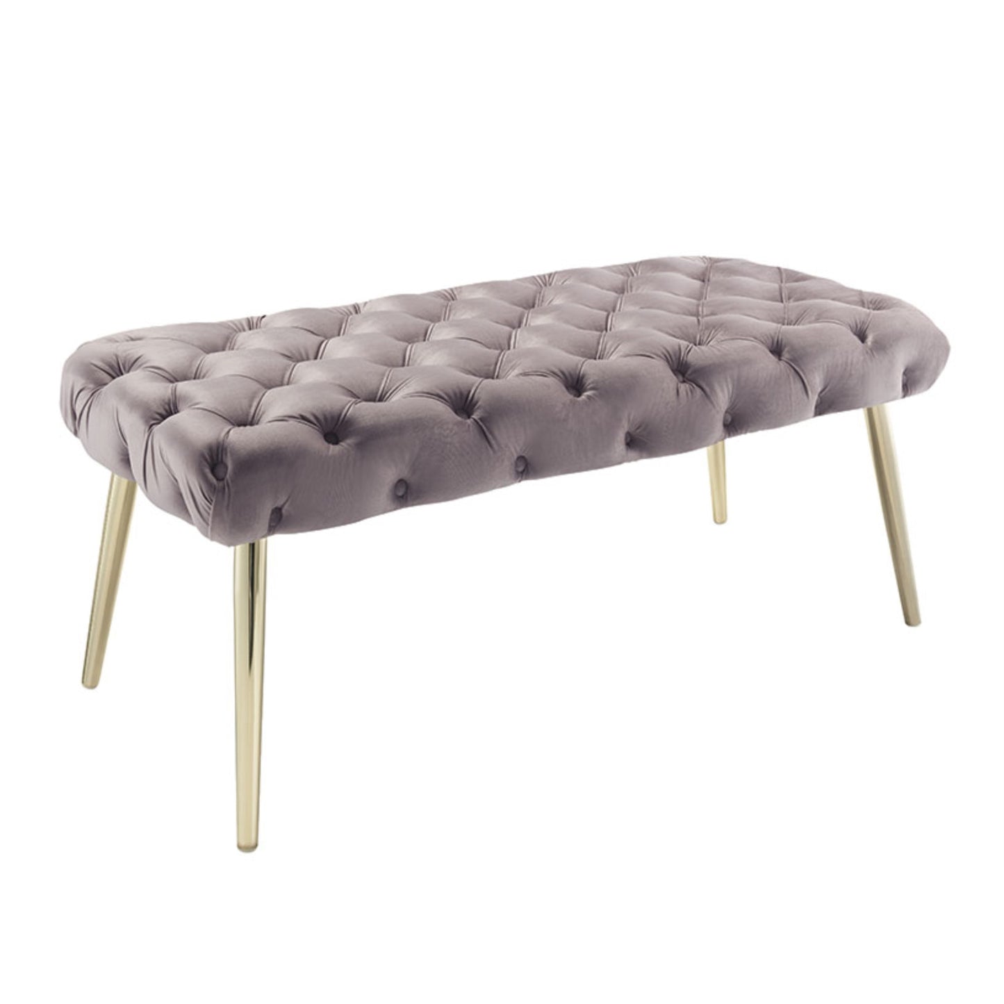 48" Lilac And Gold Upholstered Velvet Bench By Homeroots | Benches | Modishstore
