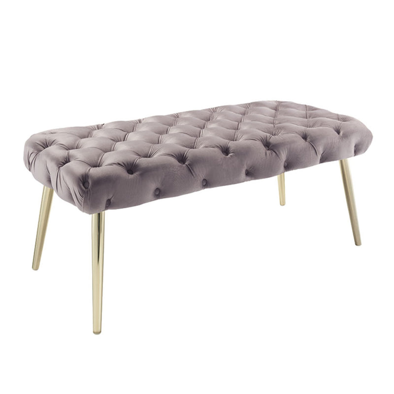 48" Lilac And Gold Upholstered Velvet Bench By Homeroots | Benches | Modishstore