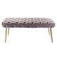 48" Lilac And Gold Upholstered Velvet Bench By Homeroots | Benches | Modishstore - 2