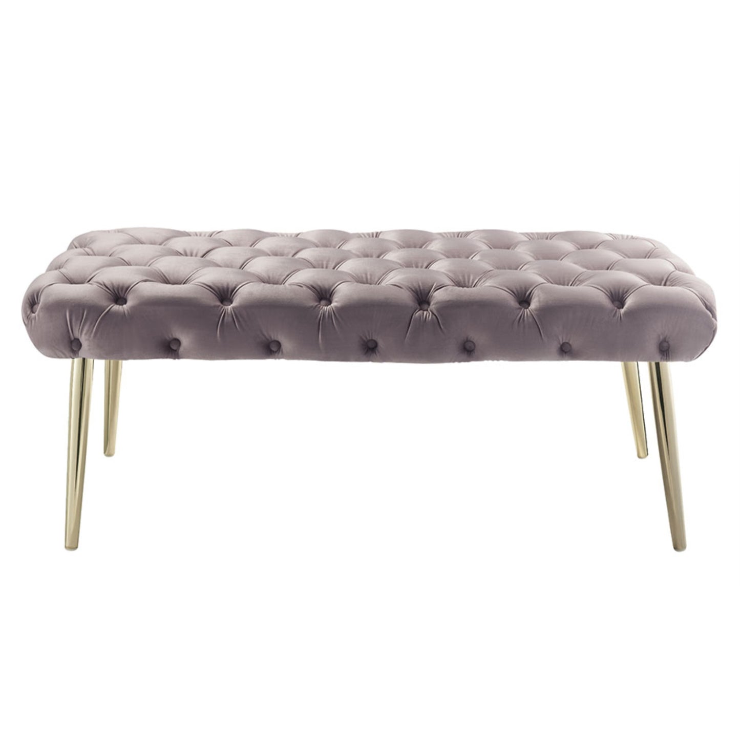 48" Lilac And Gold Upholstered Velvet Bench By Homeroots | Benches | Modishstore - 2