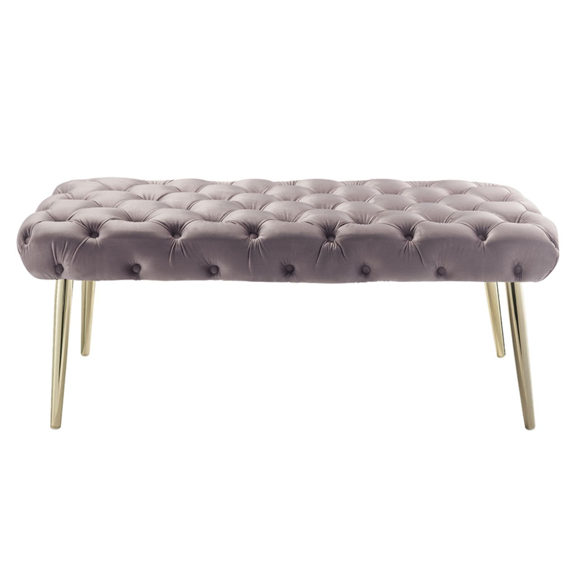 48" Lilac And Gold Upholstered Velvet Bench By Homeroots | Benches | Modishstore - 2