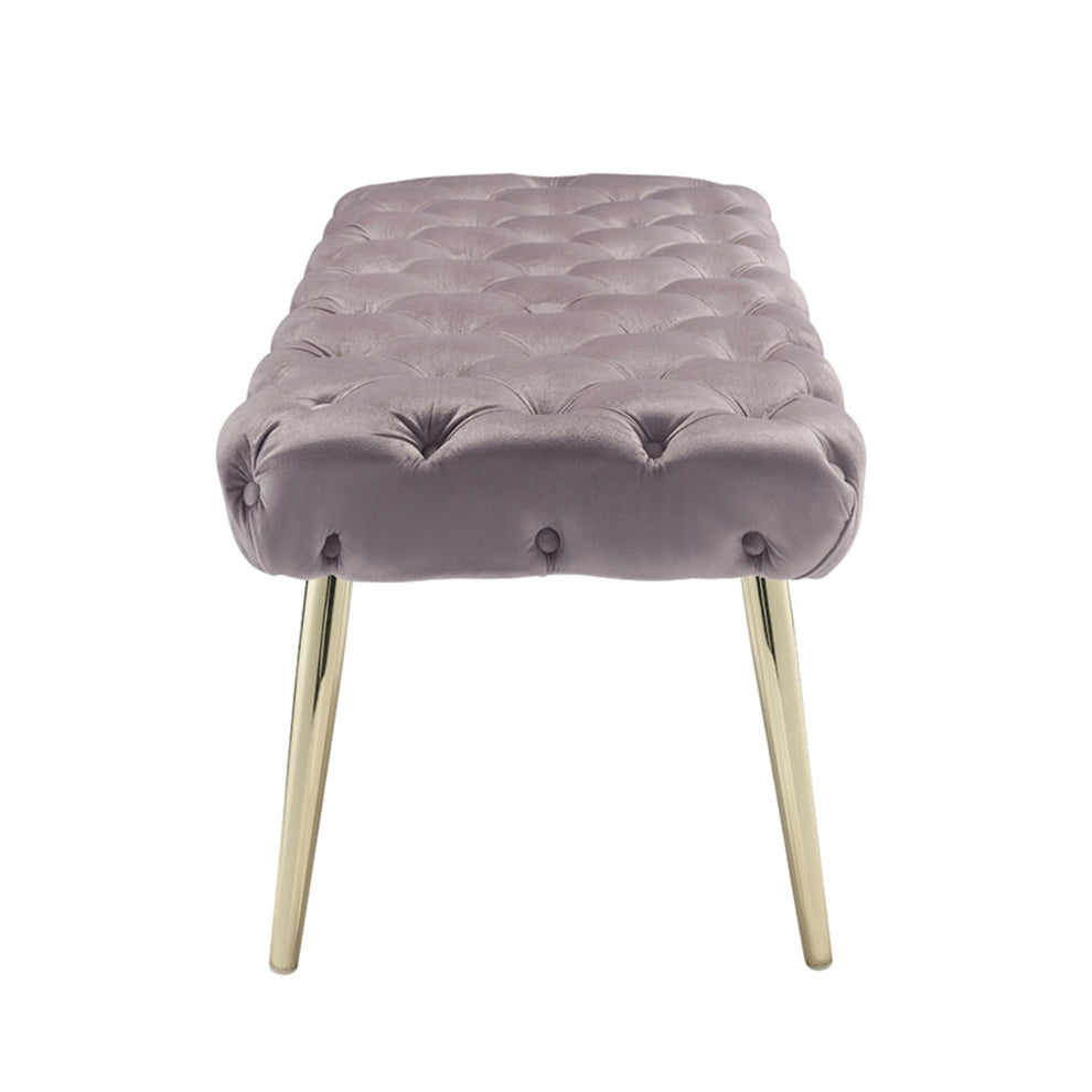 48" Lilac And Gold Upholstered Velvet Bench By Homeroots | Benches | Modishstore - 3