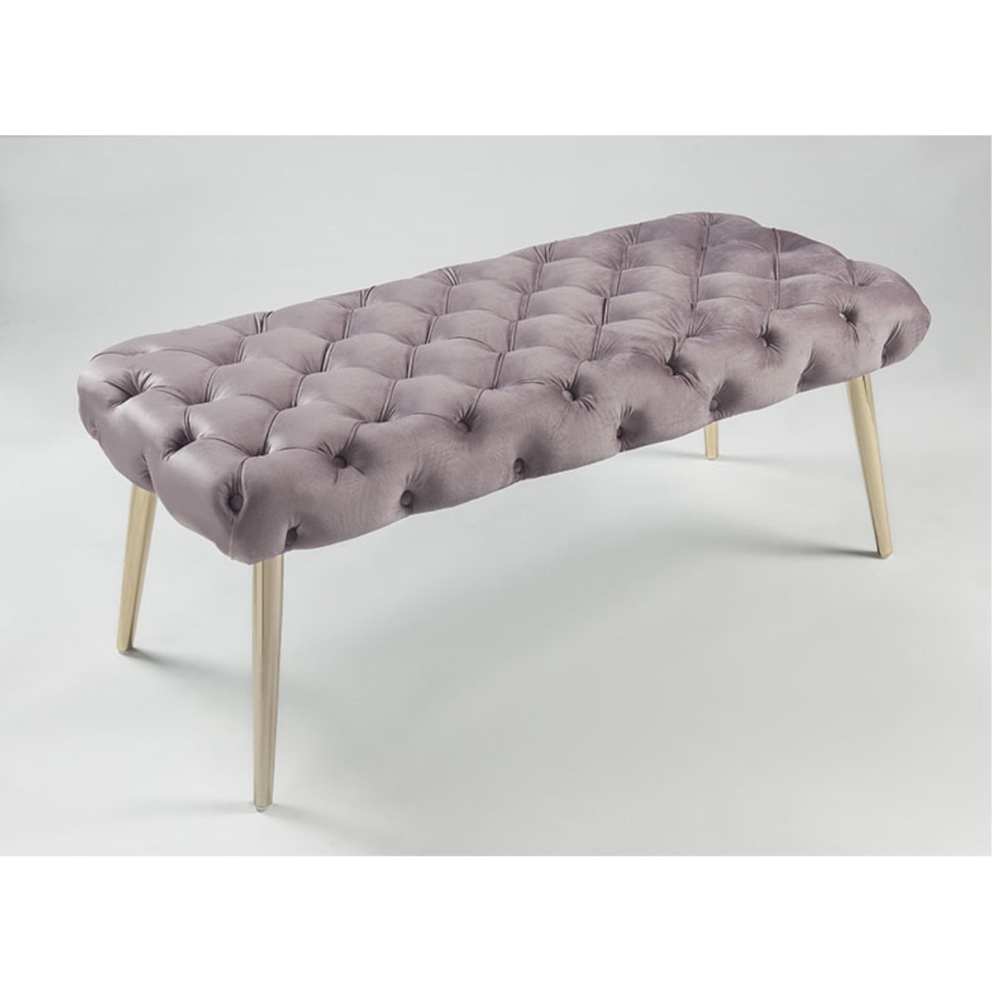 48" Lilac And Gold Upholstered Velvet Bench By Homeroots | Benches | Modishstore - 7