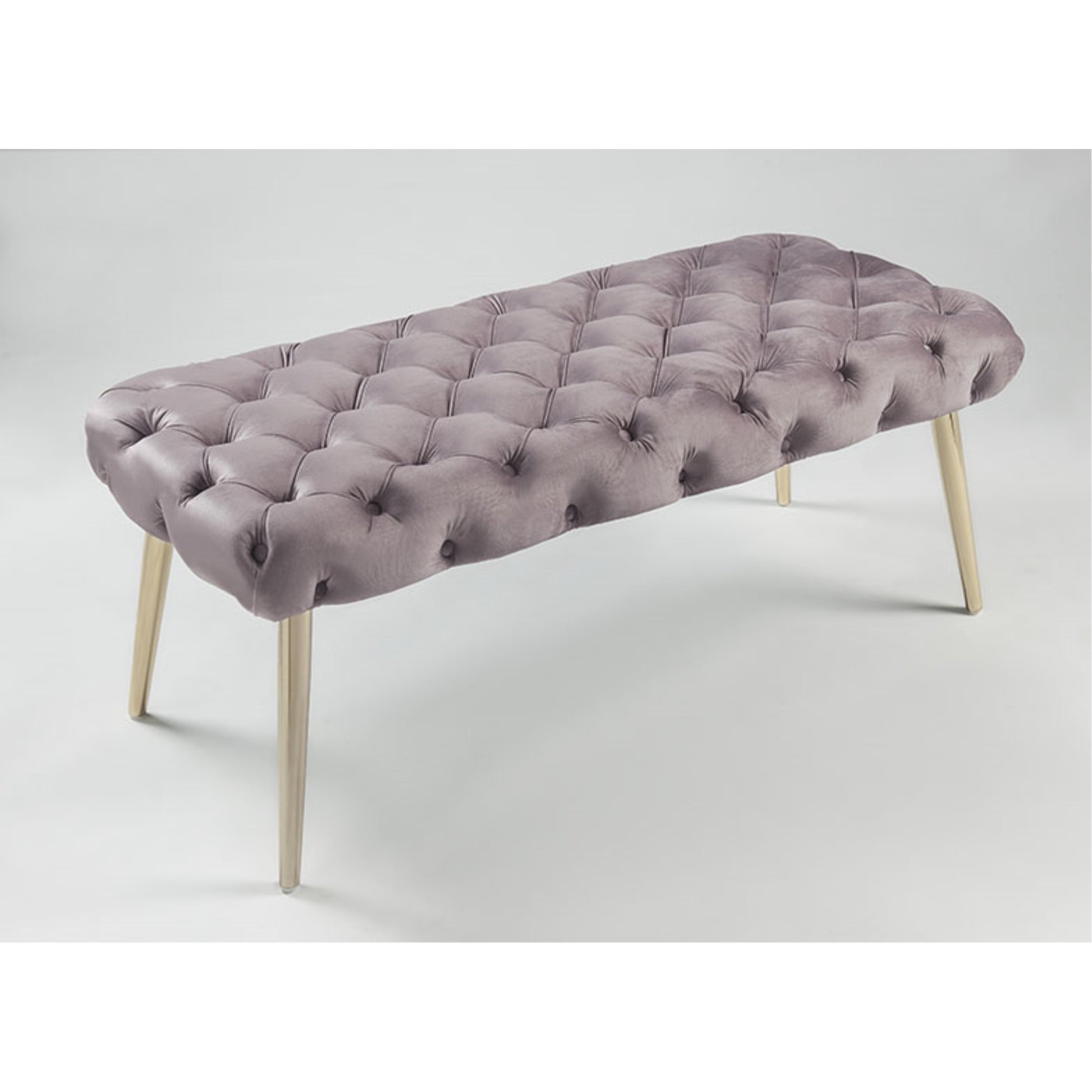 48" Lilac And Gold Upholstered Velvet Bench By Homeroots | Benches | Modishstore - 7