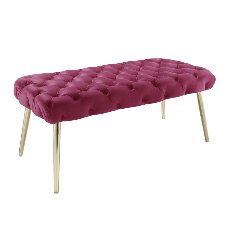 48" Fuchsia And Gold Upholstered Velvet Bench By Homeroots | Benches | Modishstore