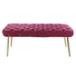48" Fuchsia And Gold Upholstered Velvet Bench By Homeroots | Benches | Modishstore - 2