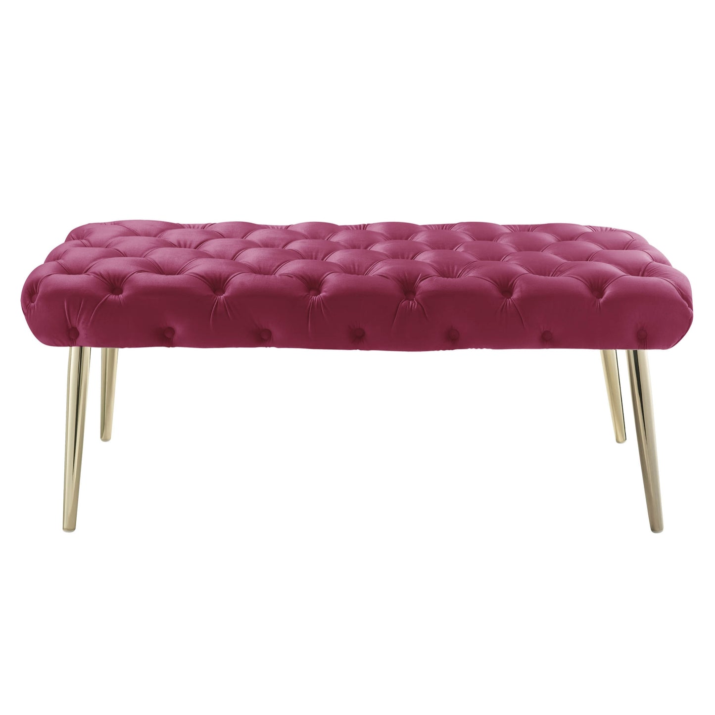 48" Fuchsia And Gold Upholstered Velvet Bench By Homeroots | Benches | Modishstore - 2