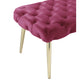 48" Fuchsia And Gold Upholstered Velvet Bench By Homeroots | Benches | Modishstore - 4