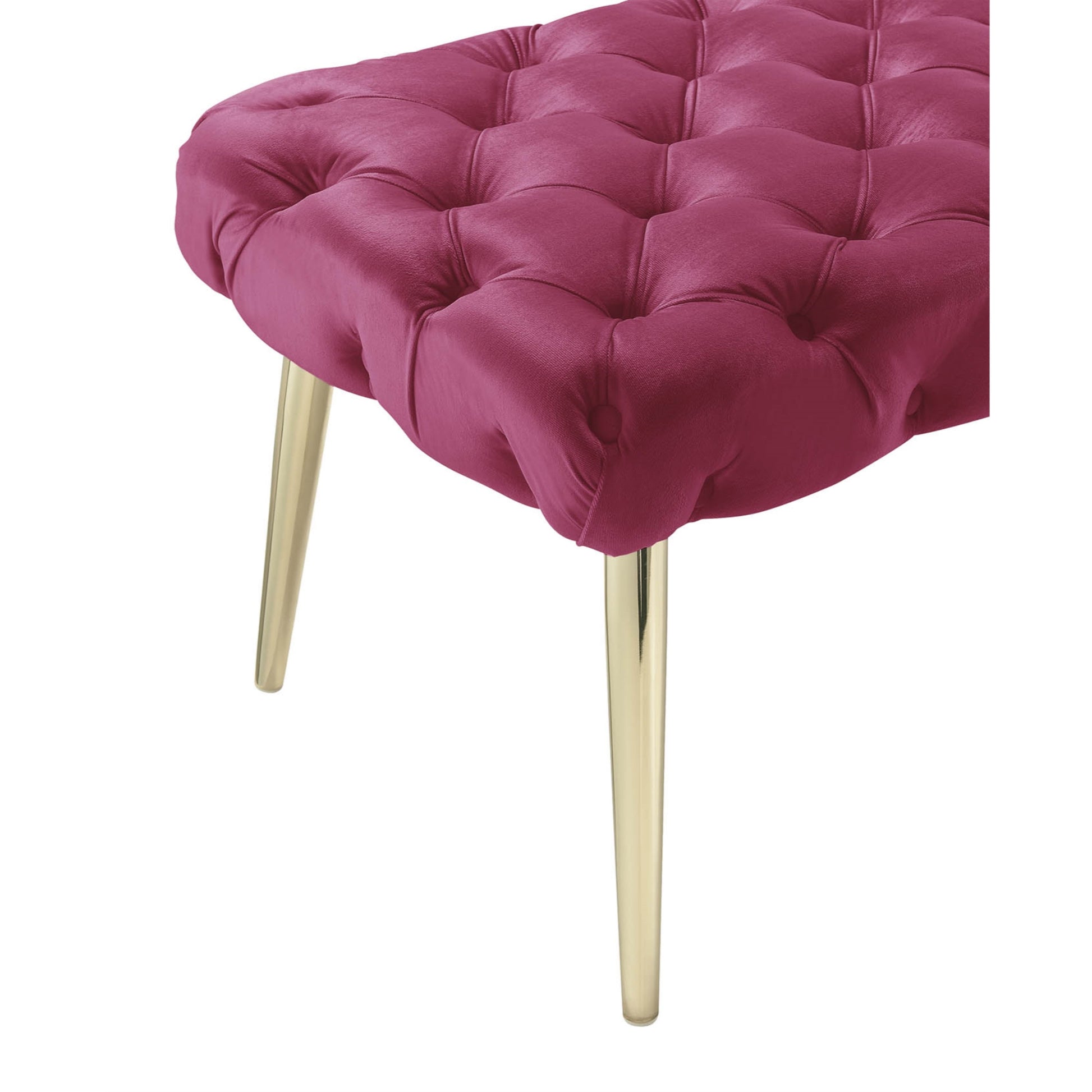 48" Fuchsia And Gold Upholstered Velvet Bench By Homeroots | Benches | Modishstore - 4