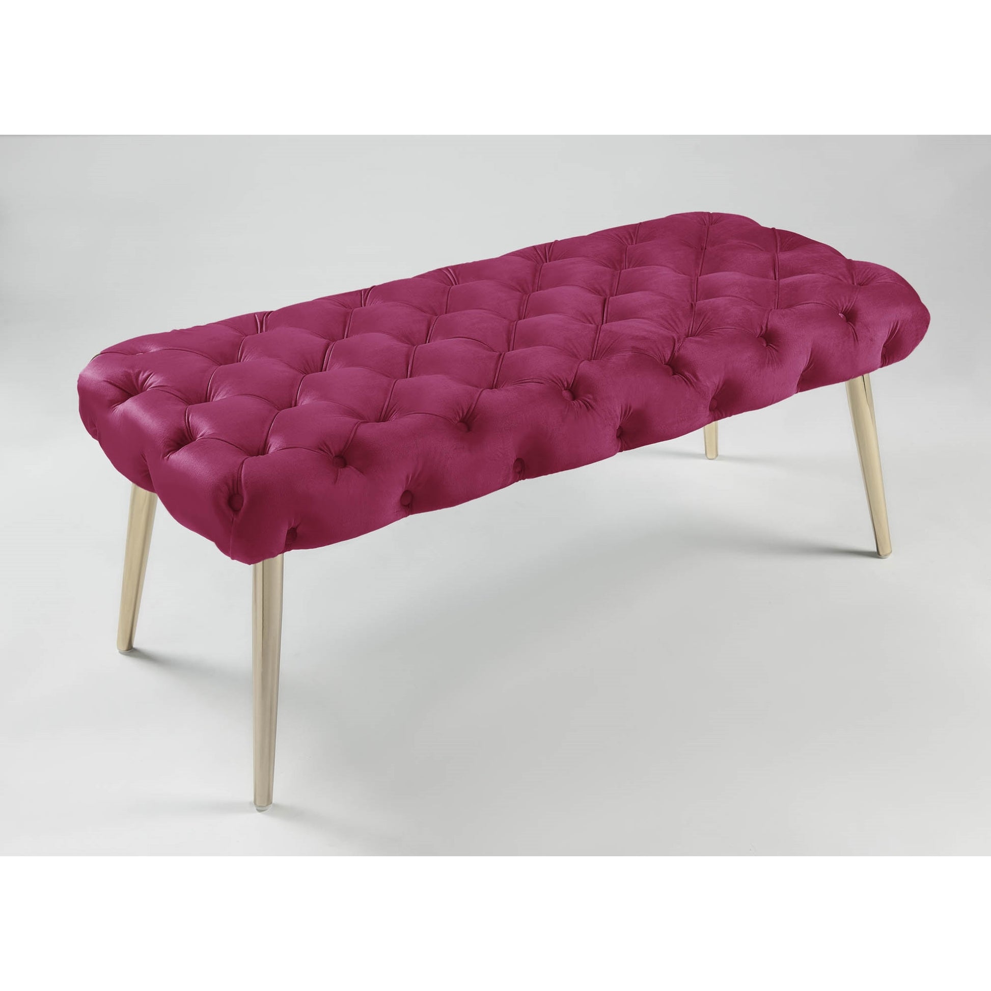 48" Fuchsia And Gold Upholstered Velvet Bench By Homeroots | Benches | Modishstore - 7