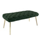 48" Hunter Green And Gold Upholstered Velvet Bench By Homeroots | Benches | Modishstore