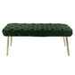 48" Hunter Green And Gold Upholstered Velvet Bench By Homeroots | Benches | Modishstore - 2