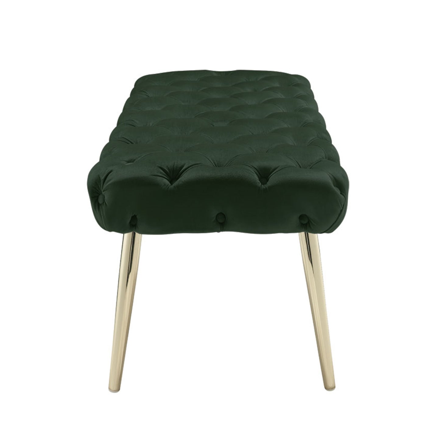 48" Hunter Green And Gold Upholstered Velvet Bench By Homeroots | Benches | Modishstore - 3