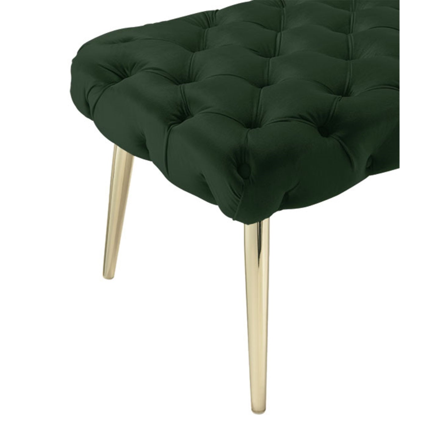 48" Hunter Green And Gold Upholstered Velvet Bench By Homeroots | Benches | Modishstore - 4