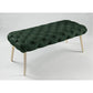48" Hunter Green And Gold Upholstered Velvet Bench By Homeroots | Benches | Modishstore - 7