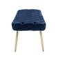 48" Navy Blue And Gold Upholstered Velvet Bench By Homeroots | Benches | Modishstore - 3