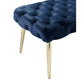 48" Navy Blue And Gold Upholstered Velvet Bench By Homeroots | Benches | Modishstore - 4