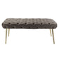 48" Taupe And Gold Upholstered Velvet Bench By Homeroots