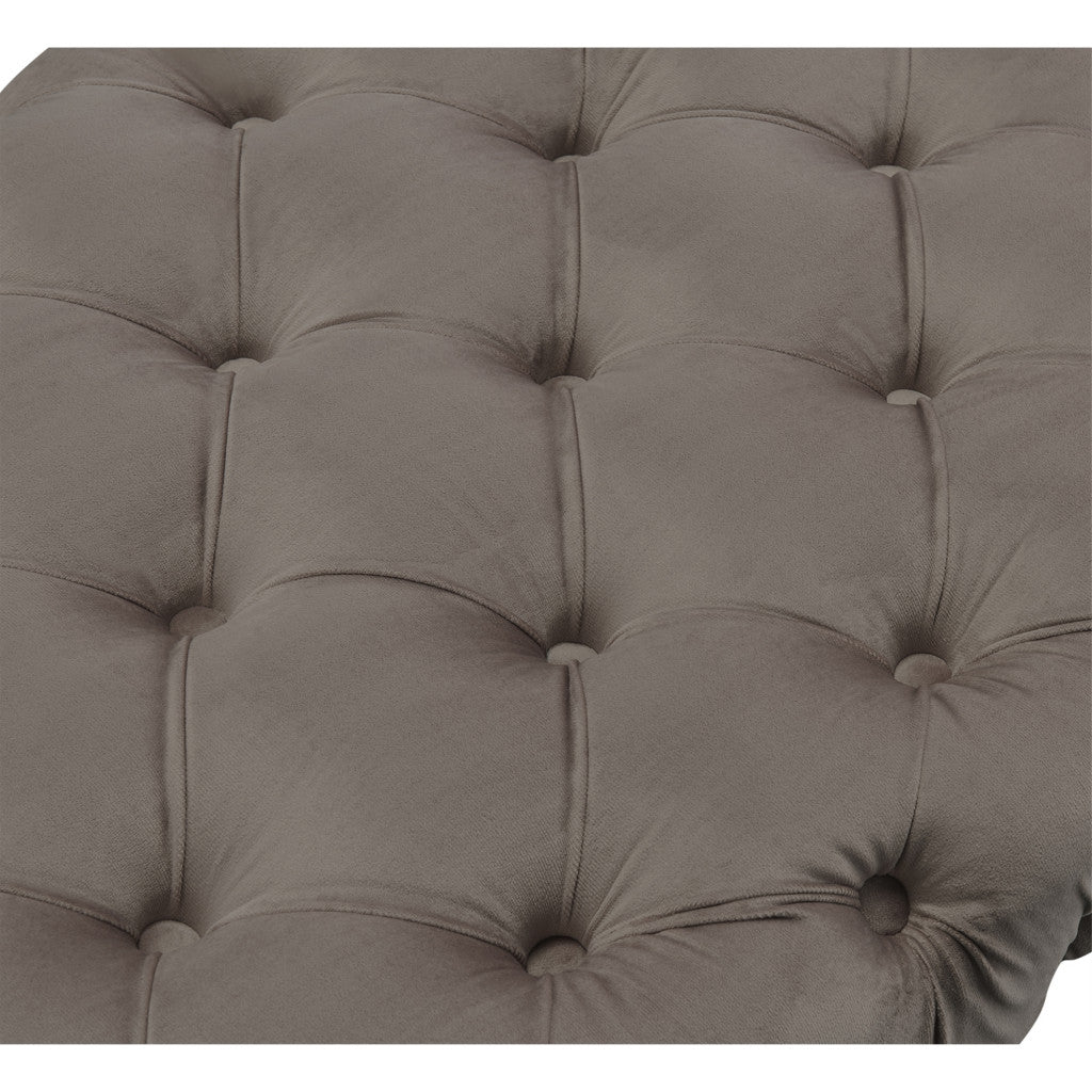 48" Taupe And Gold Upholstered Velvet Bench By Homeroots | Benches | Modishstore - 6