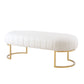 53" White And Gold Upholstered Faux Leather Bench By Homeroots | Benches | Modishstore