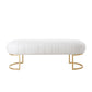 53" White And Gold Upholstered Faux Leather Bench By Homeroots | Benches | Modishstore - 2