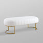 53" White And Gold Upholstered Faux Leather Bench By Homeroots